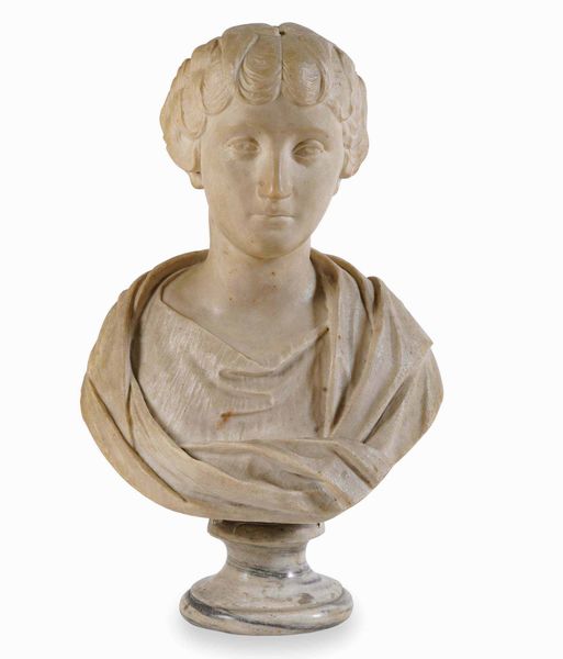 Faustina minore. Marmo bianco. Scultore neoclassico, Italia XVIII-XIX secolo  - Asta Scultura e Oggetti d'Arte - Associazione Nazionale - Case d'Asta italiane
