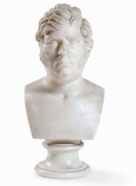 Busto di gentiluomo all�eroica. Marmo bianco. Arte neoclassica del XIX secolo  - Asta Scultura e Oggetti d'Arte - Associazione Nazionale - Case d'Asta italiane