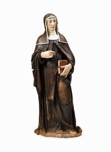 Santa Chiara e San Francesco d�Assisi. Terracotta dipinta. Giovanni Della Robbia (1469-1529). Firenze 1510-1520 ca.  - Asta Scultura e Oggetti d'Arte - Associazione Nazionale - Case d'Asta italiane