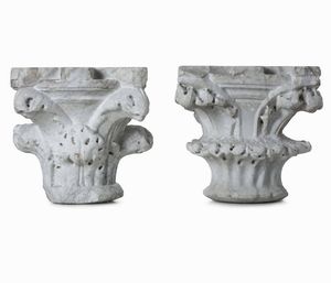 Due capitelli gotici. Marmo bianco. Siena, XIII-XIV secolo  - Asta Scultura e Oggetti d'Arte - Associazione Nazionale - Case d'Asta italiane