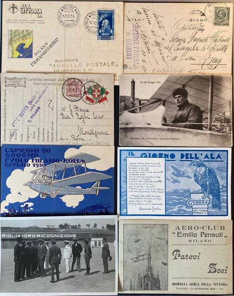 1912/1935 Aeronautica, 10 cartoline viaggiate con bolli di manifestazioni aeree o militari  - Asta Filatelia e Storia Postale - Associazione Nazionale - Case d'Asta italiane