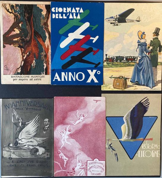 1912/1935 Aeronautica, 10 cartoline viaggiate con bolli di manifestazioni aeree o militari  - Asta Filatelia e Storia Postale - Associazione Nazionale - Case d'Asta italiane