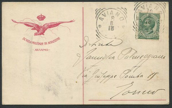 1913, Aviano, Scuola Militare di Aviazione  - Asta Filatelia e Storia Postale - Associazione Nazionale - Case d'Asta italiane