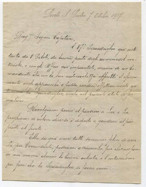 1917, Busta da Ponte San Pietro per Somma Lombardo (Cascina Malpensa) del 7 ottobre 1917  - Asta Filatelia e Storia Postale - Associazione Nazionale - Case d'Asta italiane