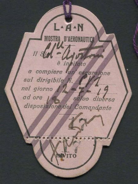 1919, Taliedo (Milano), Mostra di Aeronautica della L.A.N. (Lega Aerea Nazionale)  - Asta Filatelia e Storia Postale - Associazione Nazionale - Case d'Asta italiane