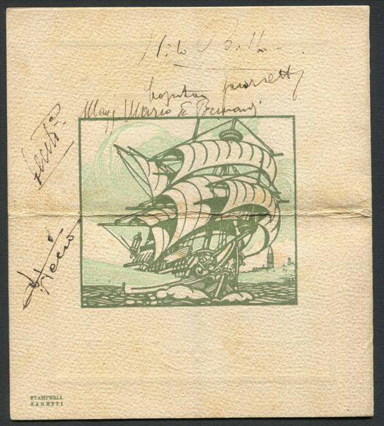 1927, Venezia, Coppa Schneider, men� della Colazione in onore dei partecipanti alla Coppa Schneider,  - Asta Filatelia e Storia Postale - Associazione Nazionale - Case d'Asta italiane