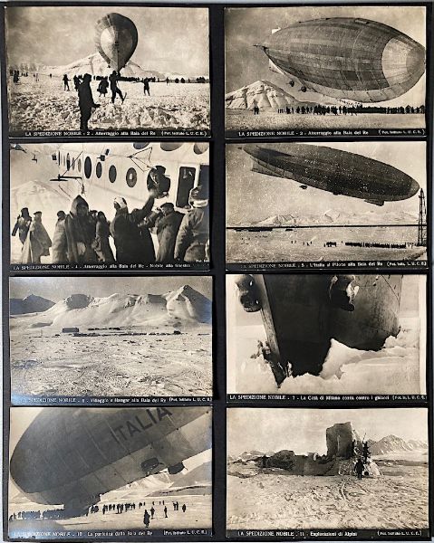1928, Spedizione Nobile: nove cartoline fotografiche nuove della serie �ED. A. TRALDI � MILANO�  - Asta Filatelia e Storia Postale - Associazione Nazionale - Case d'Asta italiane