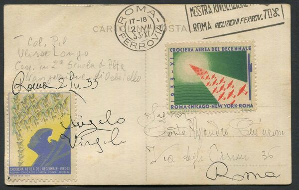 1933, Crociera Aerea del Decennale, tre cartoline:  - Asta Filatelia e Storia Postale - Associazione Nazionale - Case d'Asta italiane