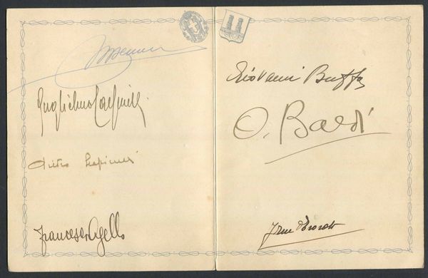 1934, Cartoncino di quattro pagine datato a stampa XI novembre XIII (cm. 15 x 12)  - Asta Filatelia e Storia Postale - Associazione Nazionale - Case d'Asta italiane