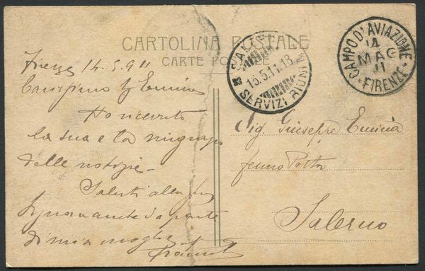 1911, Firenze, Gare di Aviazione (7/14 maggio), cartolina policroma di Ceccanti e Mancini  - Asta Filatelia e Storia Postale - Associazione Nazionale - Case d'Asta italiane