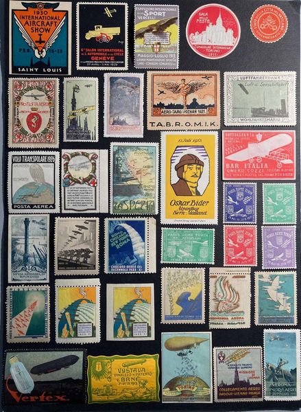 1900/1940, Erinnofilia, Posta Aerea, volumetto con circa 190 etichette  - Asta Filatelia e Storia Postale - Associazione Nazionale - Case d'Asta italiane