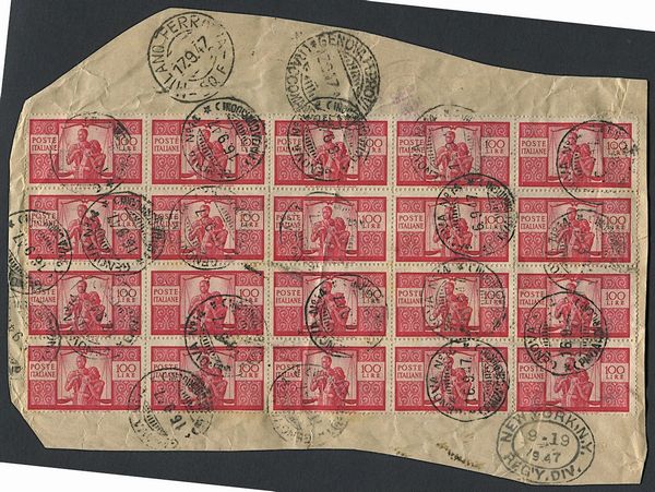 1947, Repubblica Italiana, Lire 100 Democratica.  - Asta Filatelia e Storia Postale - Associazione Nazionale - Case d'Asta italiane
