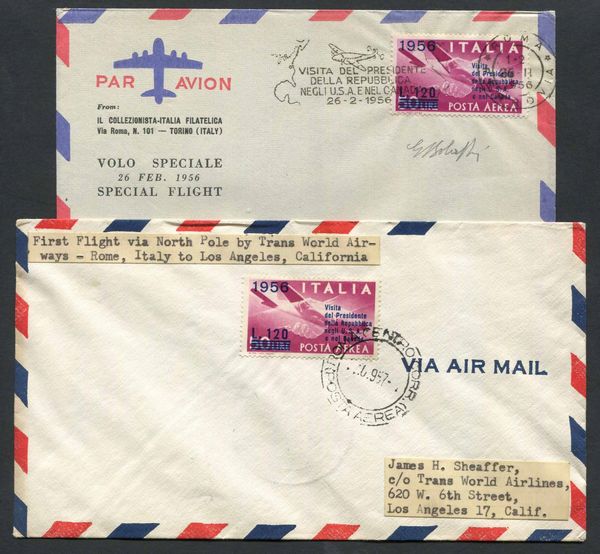 1956/57, Repubblica Italiana, Posta Aerea.  - Asta Filatelia e Storia Postale - Associazione Nazionale - Case d'Asta italiane