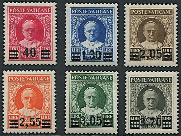1934, Vaticano, Provvisoria, serie di 6 valori (S. 35/40)  - Asta Filatelia e Storia Postale - Associazione Nazionale - Case d'Asta italiane