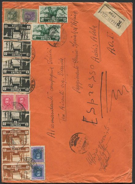 1938, Bahar-Dar (Amara), grande busta raccomandata - espresso per Addis Abeba.  - Asta Filatelia e Storia Postale - Associazione Nazionale - Case d'Asta italiane