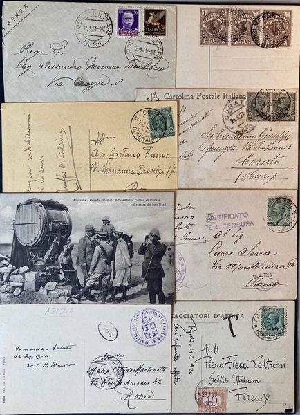 1912/1941, Otto cartoline viaggiate  - Asta Filatelia e Storia Postale - Associazione Nazionale - Case d'Asta italiane