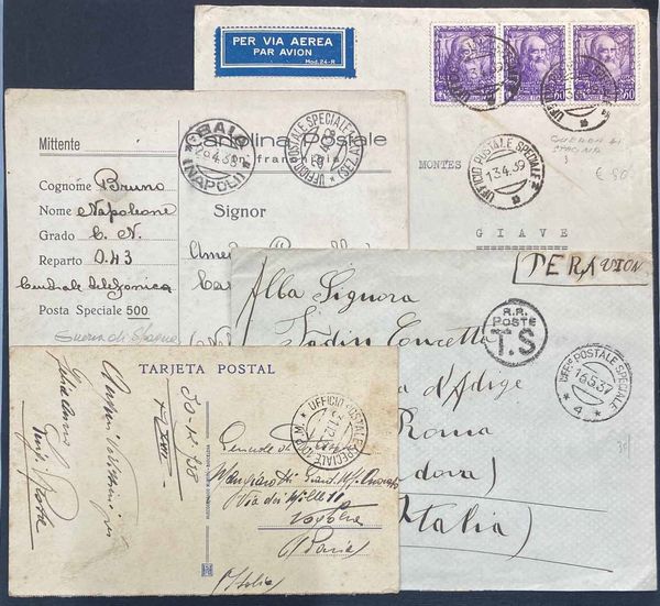 1937/39, Guerra di Spagna, due buste (una affrancata) e due cartoline  - Asta Filatelia e Storia Postale - Associazione Nazionale - Case d'Asta italiane