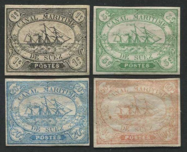 1868, Suez Canal Company, set of four (S.G. 1/4)  - Asta Filatelia e Storia Postale - Associazione Nazionale - Case d'Asta italiane