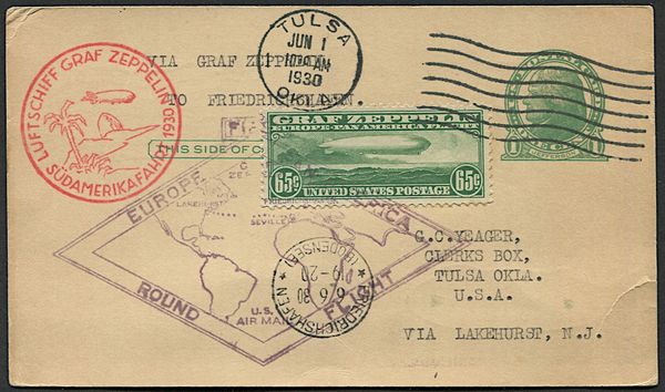 1930, Stati Uniti, P.A. Zeppelin, i tre valori emessi  - Asta Filatelia e Storia Postale - Associazione Nazionale - Case d'Asta italiane