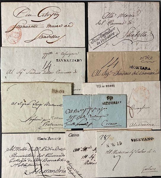 1700/1940, Pavia, grande collezione di Storia Postale di Pavia e Province di Mortara e Voghera, in 6 volumi grandi e 6 volumetti  - Asta Filatelia e Storia Postale - Associazione Nazionale - Case d'Asta italiane