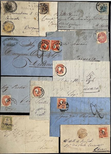 1850/1862, Lombardo Veneto, oltre 60 tra lettere e frammentoni.  - Asta Filatelia e Storia Postale - Associazione Nazionale - Case d'Asta italiane