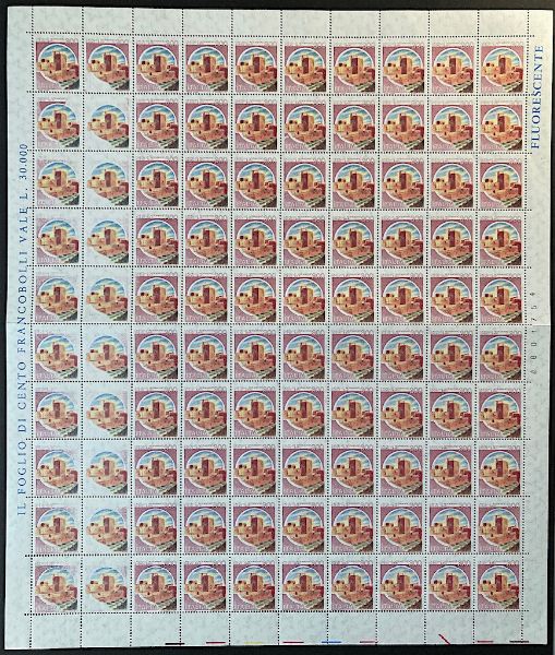 1978/1990, Repubblica, decine di variet� diverse, anche in blocchi, della serie �Castelli d�Italia�.  - Asta Filatelia e Storia Postale - Associazione Nazionale - Case d'Asta italiane