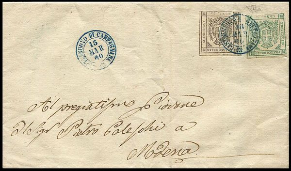 1860, Modena, lettera da Castelnuovo di Garfagnana per Modena del 15 marzo 1860  - Asta Filatelia e Storia Postale - Associazione Nazionale - Case d'Asta italiane