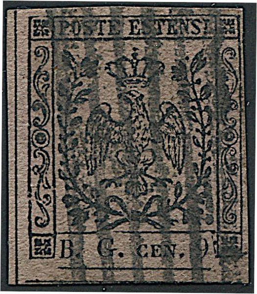 1853, Modena, segnatasse per giornali, 9 cent. violetto grigio (S.1)  - Asta Filatelia e Storia Postale - Associazione Nazionale - Case d'Asta italiane