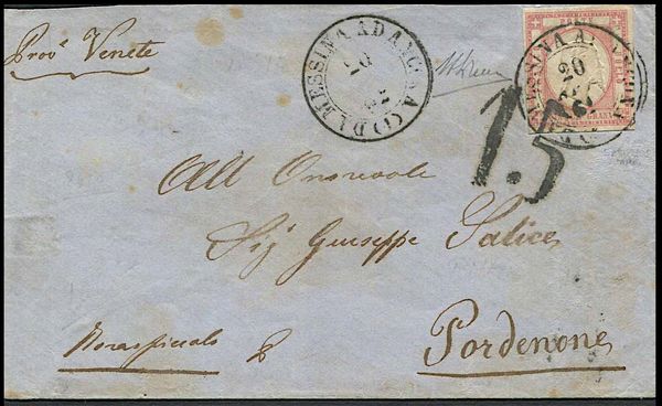 1862, Province Napoletane, gran parte di lettera da Messina a Pordenone del 20 aprile 1862  - Asta Filatelia e Storia Postale - Associazione Nazionale - Case d'Asta italiane