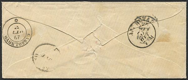 1857, lettera da Belgirate (Verbano) per Cassolnovo  (PV) del 25 giugno 1857, indirizzata ad Alessandro Manzoni  - Asta Filatelia e Storia Postale - Associazione Nazionale - Case d'Asta italiane