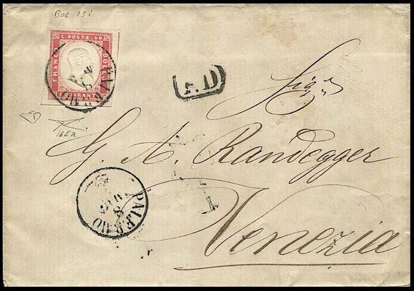 1863, Sardegna, lettera da Palermo per Venezia dell8 maggio 1863  - Asta Filatelia e Storia Postale - Associazione Nazionale - Case d'Asta italiane
