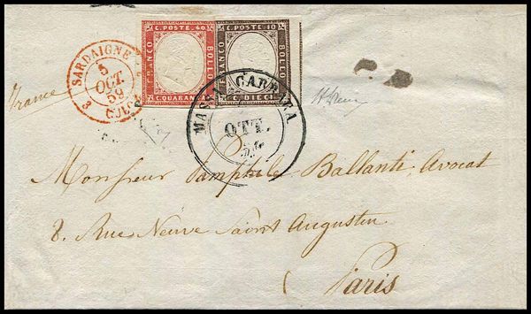 1859, Modena, lettera da Massa Carrara per Parigi del 2 ottobre 1859  - Asta Filatelia e Storia Postale - Associazione Nazionale - Case d'Asta italiane