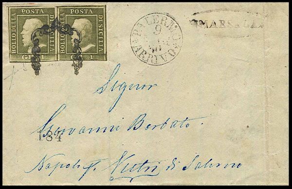1860, Sicilia, lettera da Marsala per Vietri di Salerno dell8 maggio 1860  - Asta Filatelia e Storia Postale - Associazione Nazionale - Case d'Asta italiane