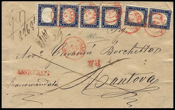1862, Regno d�Italia, assicurata da Milano per Mantova del 15 novembre 1862  - Asta Filatelia e Storia Postale - Associazione Nazionale - Case d'Asta italiane