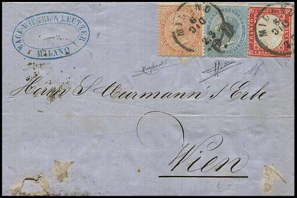 1863, Regno d�Italia, lettera completa di testo da Milano per Vienna el 9 dicembre 1863  - Asta Filatelia e Storia Postale - Associazione Nazionale - Case d'Asta italiane