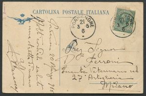 1915, Cartolina Battaglione Aviatori da Pordenone per Milano del 21 marzo 1915  - Asta Filatelia e Storia Postale - Associazione Nazionale - Case d'Asta italiane