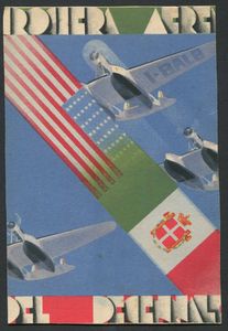 1933, Crociera Aerea del Decennale, tre cartoline:  - Asta Filatelia e Storia Postale - Associazione Nazionale - Case d'Asta italiane