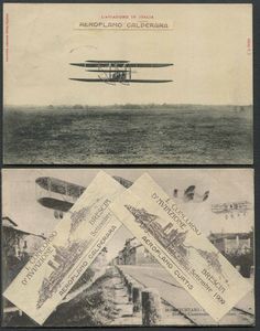 1909, Brescia, I Circuito Aereo Internazionale, due cartoline:  - Asta Filatelia e Storia Postale - Associazione Nazionale - Case d'Asta italiane