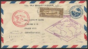 1930, Stati Uniti, P.A. Zeppelin, i tre valori emessi  - Asta Filatelia e Storia Postale - Associazione Nazionale - Case d'Asta italiane