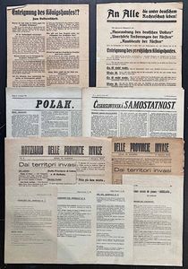 1900/1940, Grande insieme di giornali, manifesti, volantini, stampe, fotografie originali, cartoline, documenti, riviste e qualche pubblicazione a carattere aeronautico del periodo.  - Asta Filatelia e Storia Postale - Associazione Nazionale - Case d'Asta italiane