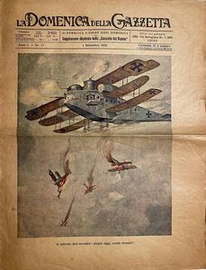 1900/1940, Grande insieme di giornali, manifesti, volantini, stampe, fotografie originali, cartoline, documenti, riviste e qualche pubblicazione a carattere aeronautico del periodo.  - Asta Filatelia e Storia Postale - Associazione Nazionale - Case d'Asta italiane