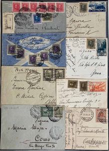 1911/1942, Colonie Italiane, raccolta di 135 buste o lettere, 102 cartoline, 3 telegrammi, 6 ricevute vaglia e 4 frammenti.  - Asta Filatelia e Storia Postale - Associazione Nazionale - Case d'Asta italiane