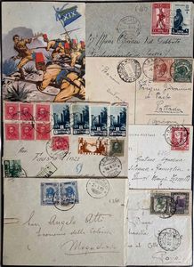 1911/1942, Colonie Italiane, raccolta di 135 buste o lettere, 102 cartoline, 3 telegrammi, 6 ricevute vaglia e 4 frammenti.  - Asta Filatelia e Storia Postale - Associazione Nazionale - Case d'Asta italiane