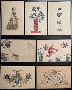 1900/1930. Postal Art, 82 cartoline e 7 cartoncini di varie dimensioni, tutti illustrati con figure e soggetti vari  - Asta Filatelia e Storia Postale - Associazione Nazionale - Case d'Asta italiane