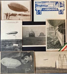 1909/1916, dirigibili, 10 cartoline nuove, due viaggiate e una fotografica originale sul tema.  - Asta Filatelia e Storia Postale - Associazione Nazionale - Case d'Asta italiane
