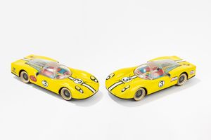 Marchesini Bologna : 2 auto modello Porsche N. 3 gialle  - Asta Giocattoli - Associazione Nazionale - Case d'Asta italiane