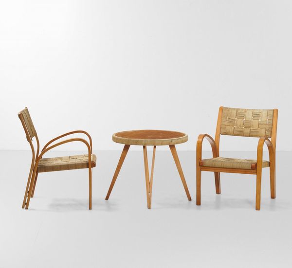 Augusto Romano : Set di due sedie con tavolino  - Asta Design Lab - Associazione Nazionale - Case d'Asta italiane