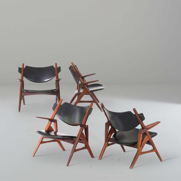 Hans J. Wegner, Attribuito a : Quattro poltrone  - Asta Design Lab - Associazione Nazionale - Case d'Asta italiane