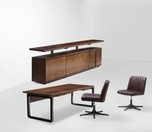 OSVALDO BORSANI : Set di un mobile, una scrivania e due sedie  - Asta Design Lab - Associazione Nazionale - Case d'Asta italiane