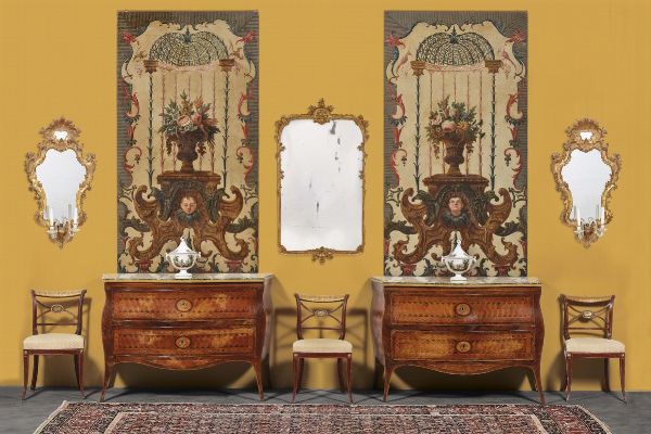 COPPIA DI SPECCHERE, VENETO,   MET   SECOLO XVIII  - Asta Mobili, oggetti d'arte e sculture da collezioni private  - Associazione Nazionale - Case d'Asta italiane